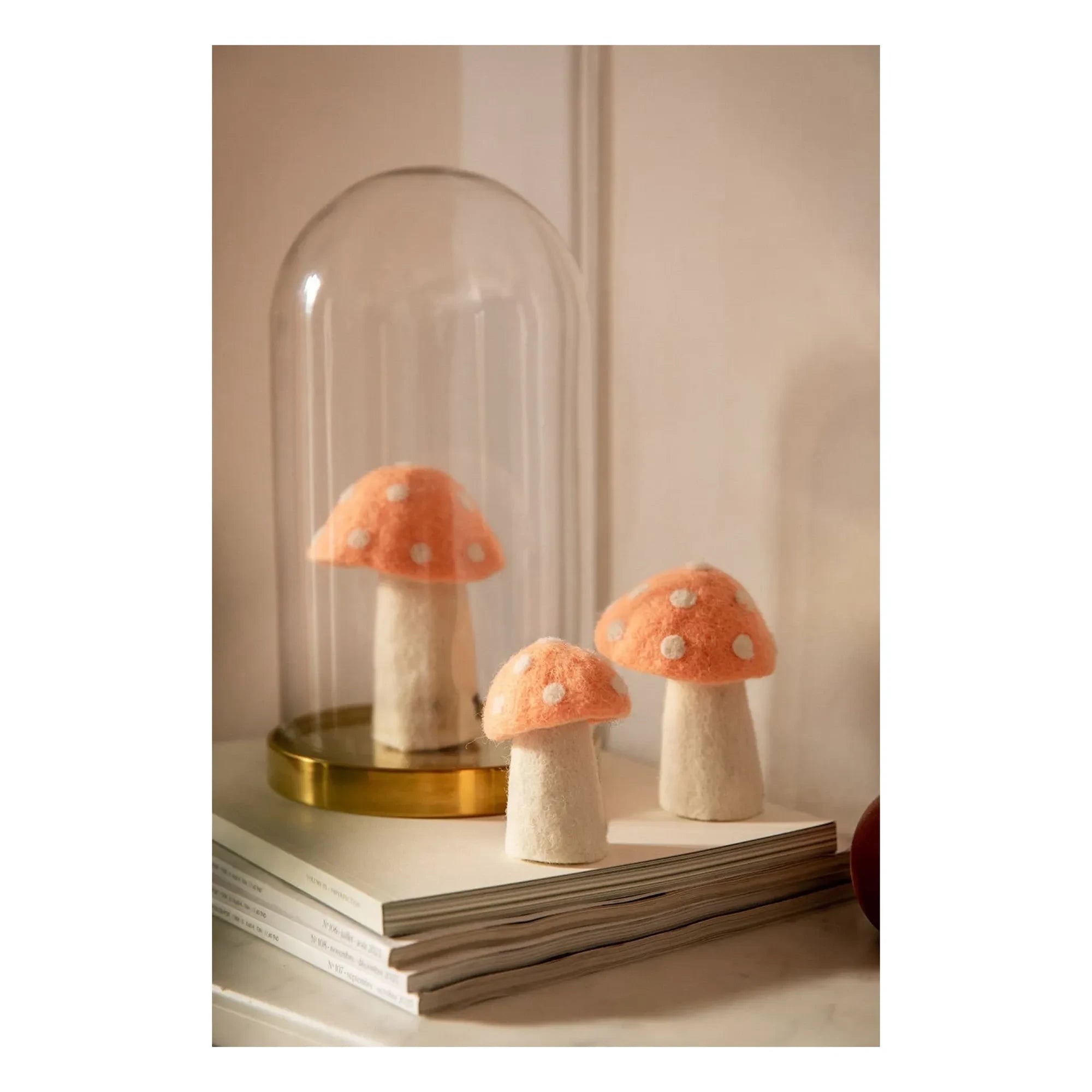 Muskhane - Dotty Felt Mushrooms - Set of 3 | Powder Pink
