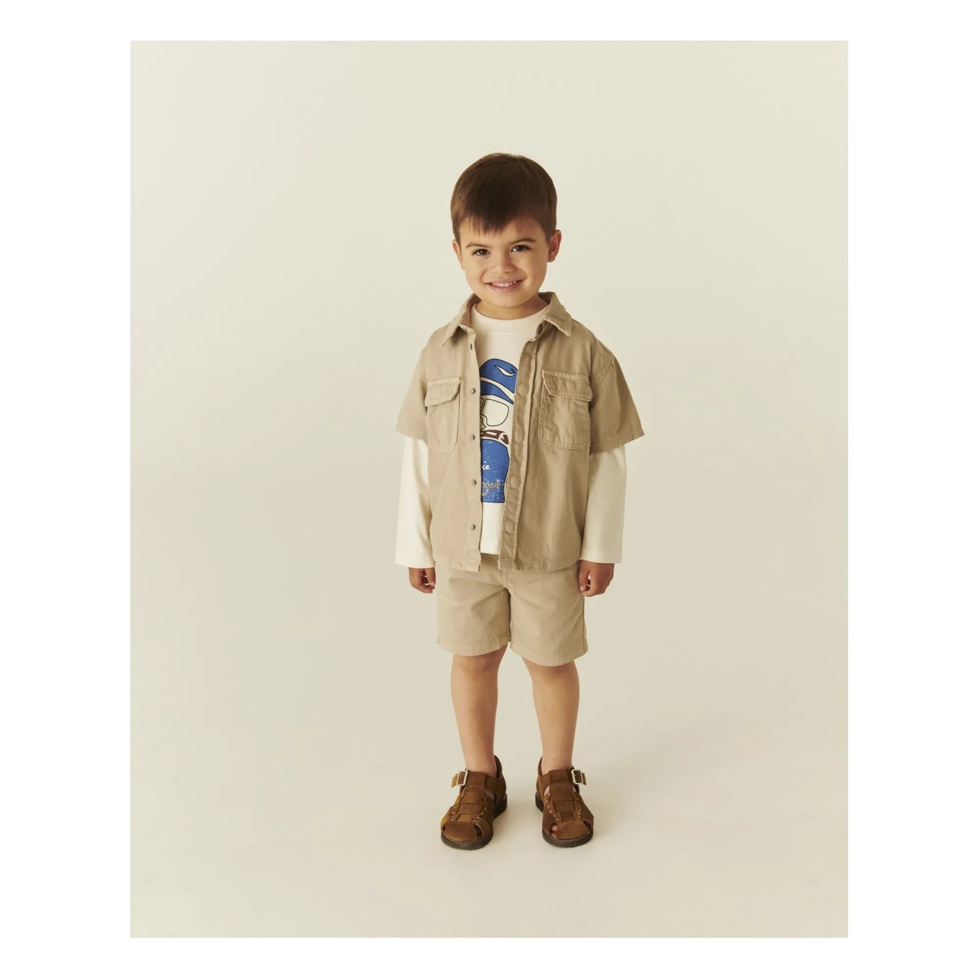 Copenhagen Colors - Organic cotton twill hemline shorts | Beige