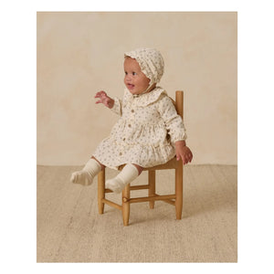 Quincy Mae - Organic cotton floral ruffled dress | Ecru