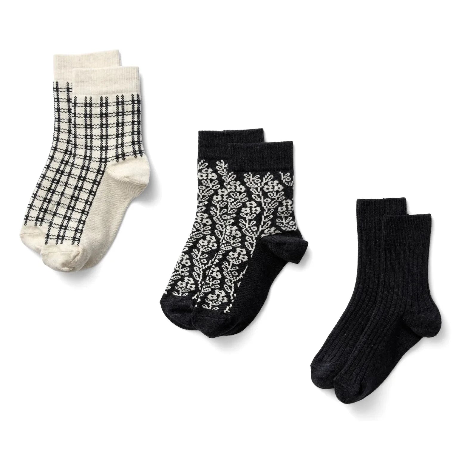 Soor Ploom - Floral Socks 3 Pair Set | Dark Blue