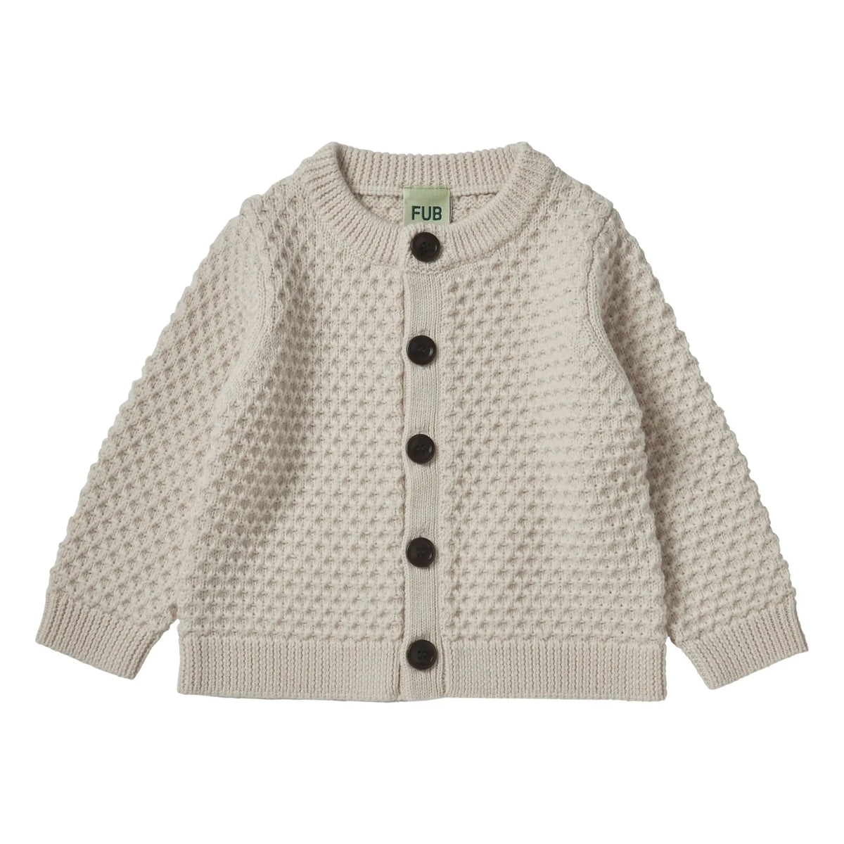 FUB - Baby Merino Wool Textured Cardigan | Ecru