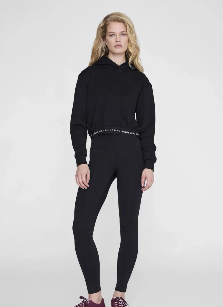 Anine Bing - Dany Cropped Cotton Sweatshirt | Black