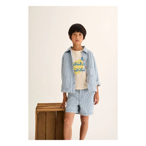 Cozmo - Denim Ridge Striped Overshirt | Light Blue