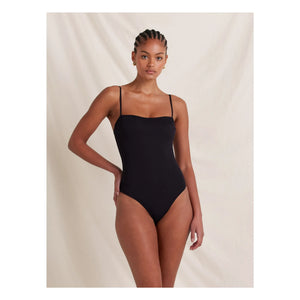 Peony - Essential Memoir Embroidered Recycled Fiber 1-Piece Jersey | Black