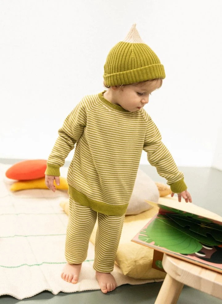 Bayiri - Lazy Bug Striped Organic Cotton Pants | Green