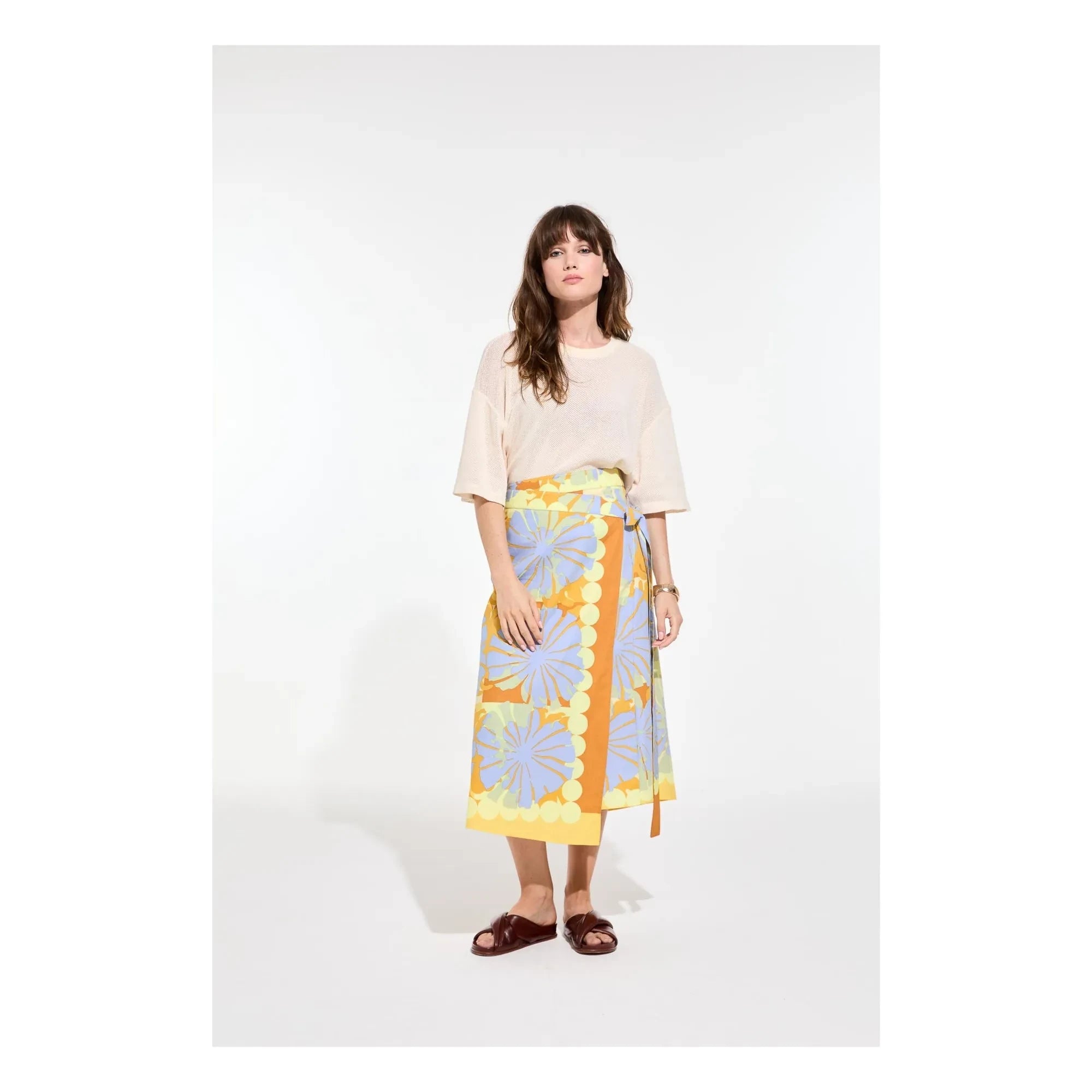 Mapoésie - Zoé Poppy Cotton Poplin Skirt | Blue