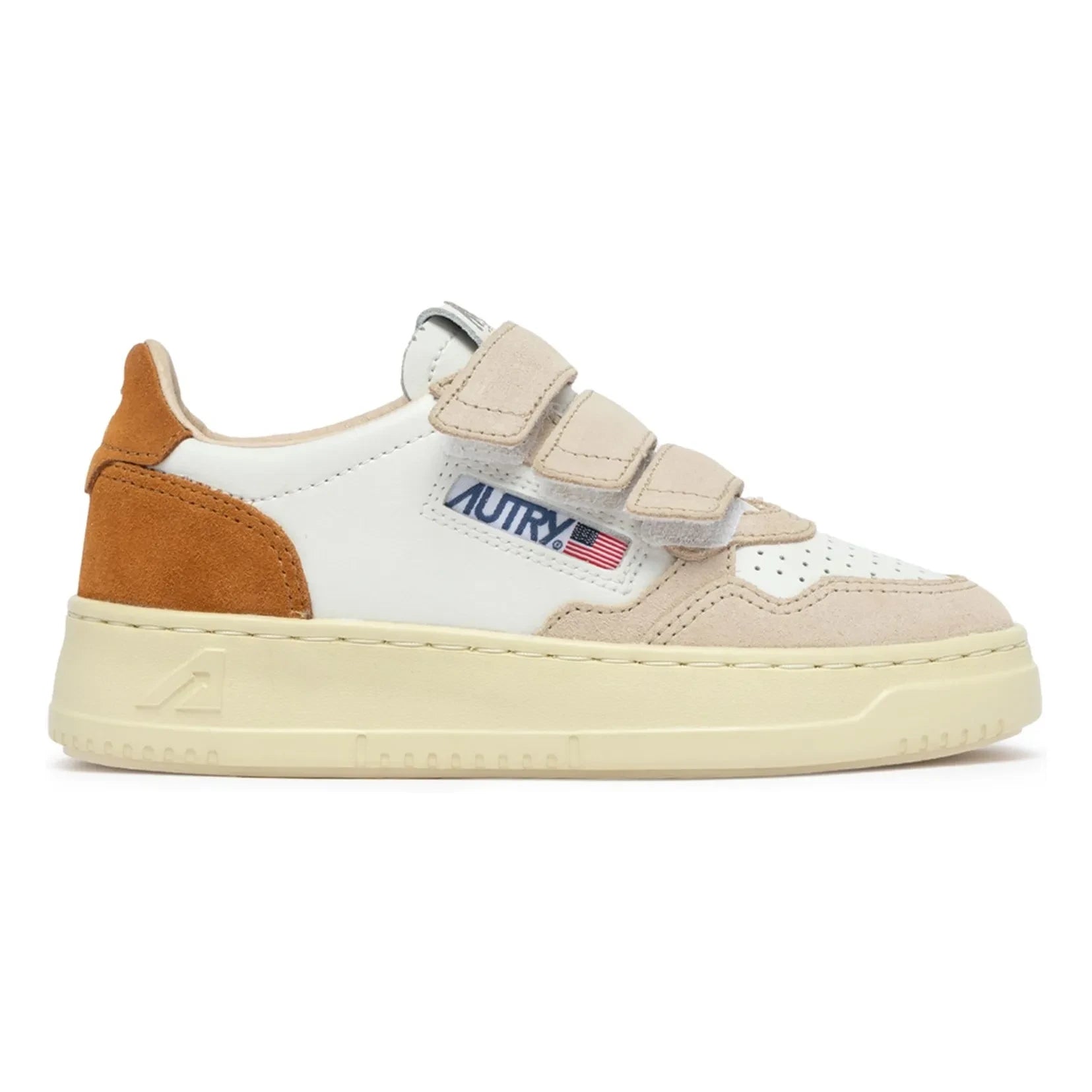 Autry - Kids Kidstripes Low Tricolor Suede Sneakers | Camel