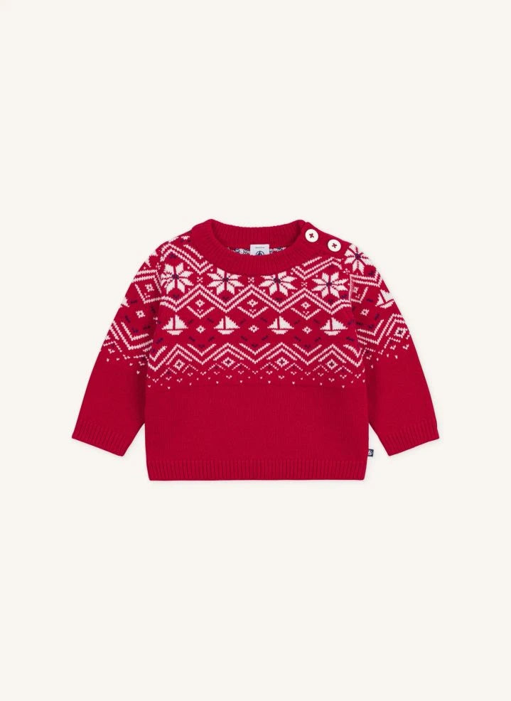 Petit Bateau - Baby Wool Jacquard Sweater | Red