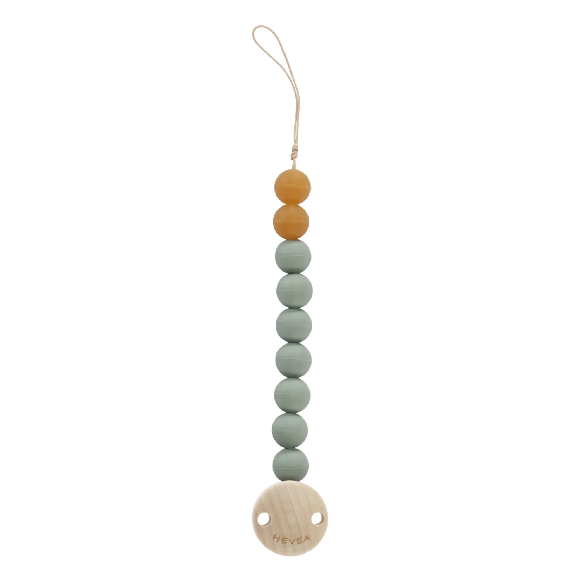 Hevea - Natural Rubber and Rubber Tree Pacifier Clip | Almond Green