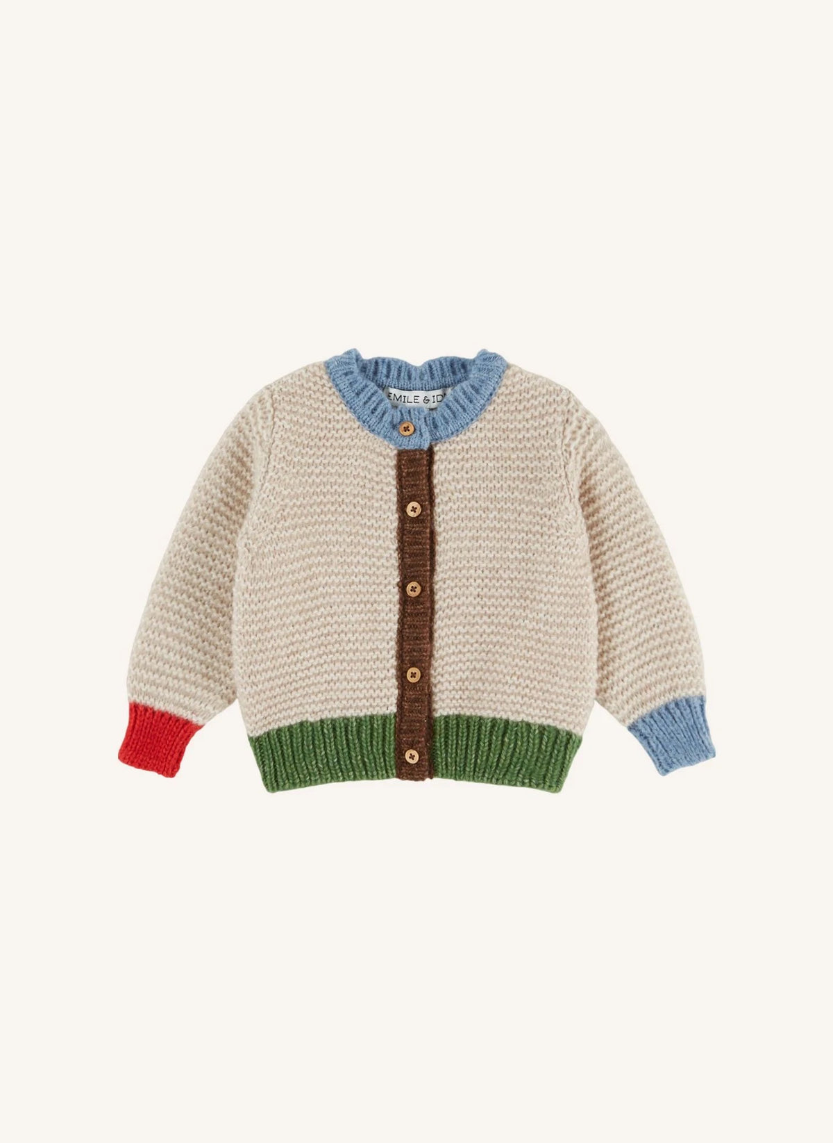 Emile et Ida - Point Mousse Merino wool Cardigan | Ecru