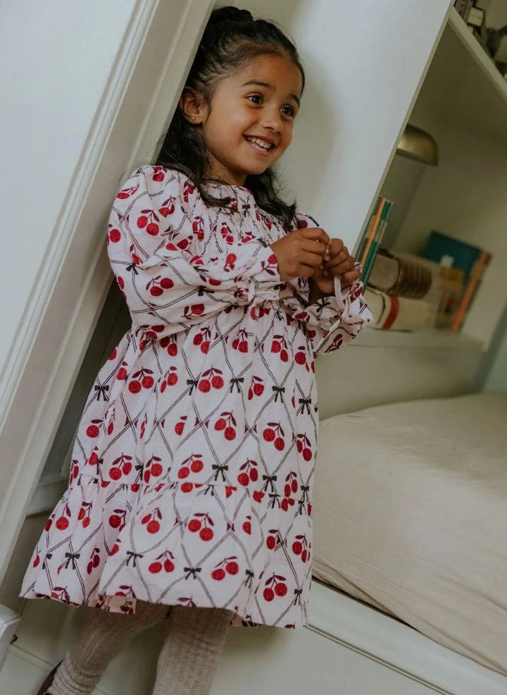 Fliink - Winter Cherry Gathered Dress | Pink