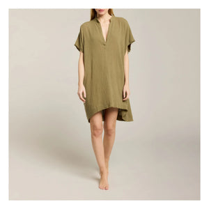 Maison Saint Julien - Propriano Tunic Cotton Gassed Fabric | Khaki