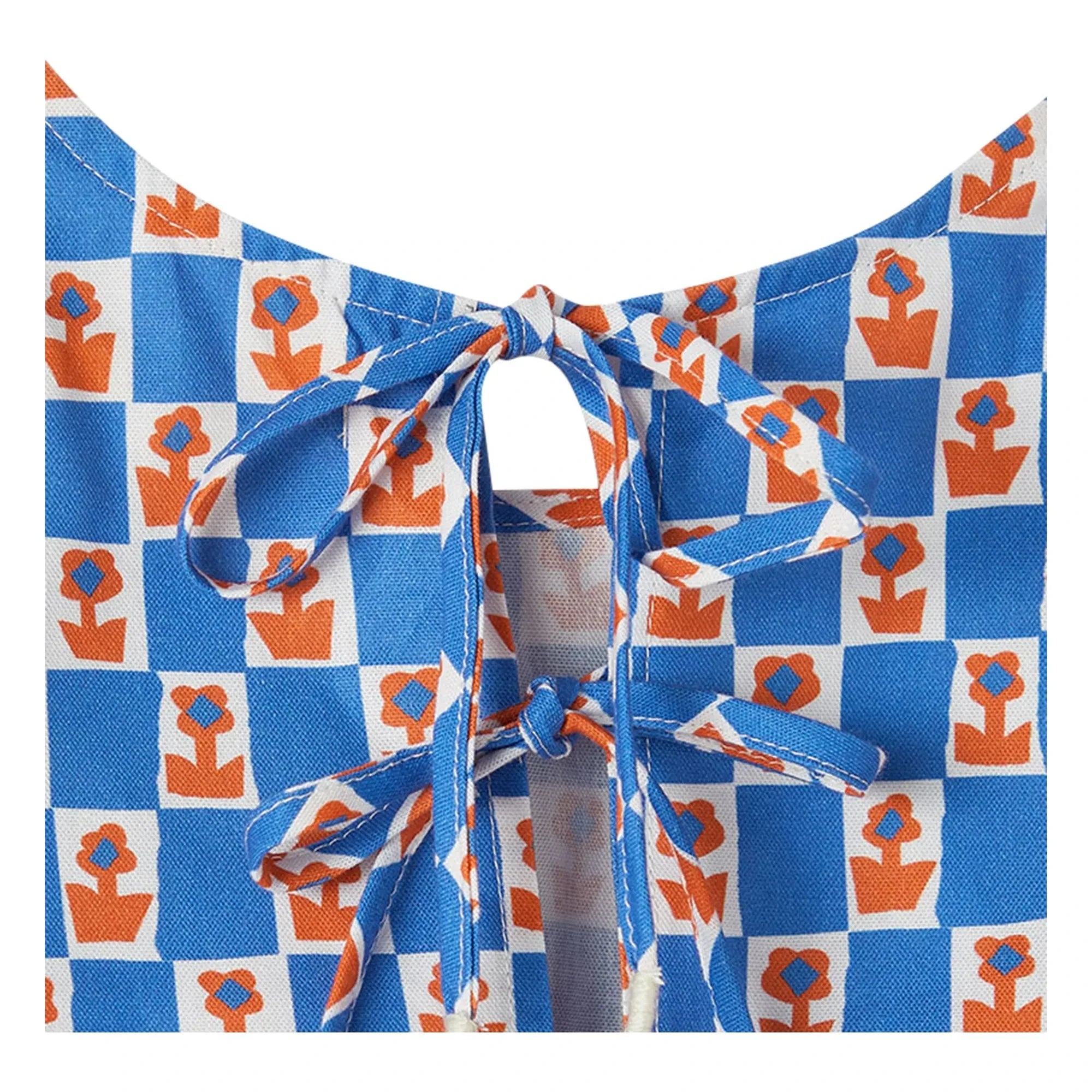 Fabula - Damier Flowers Flared Top | Blue
