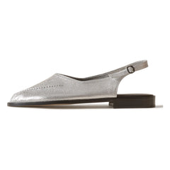 Hereu - Juliol Metallic Ankle Tie Shoes | Silver