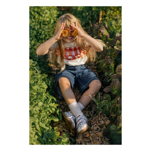 Angulus - Mini Hearts Çift Cırtlı Sneaker | Ekru