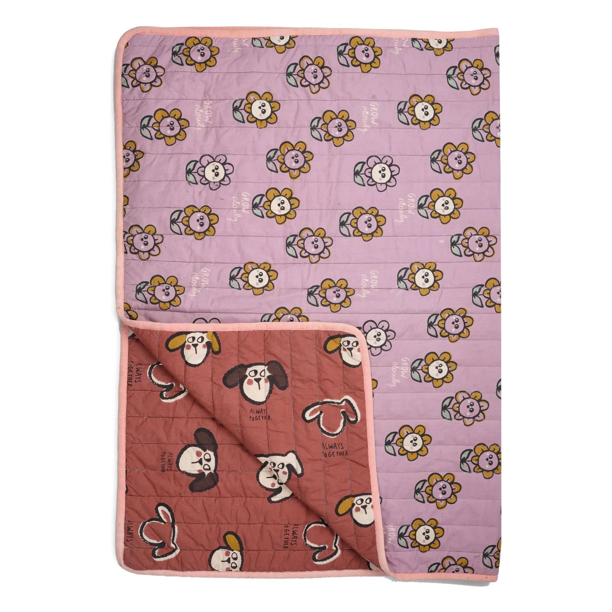 Studio Loco - Dog/Flower Pattern Quilted Blanket