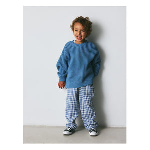 brunobruno nation - Dora Organic Cotton Checkered Pants | Blue