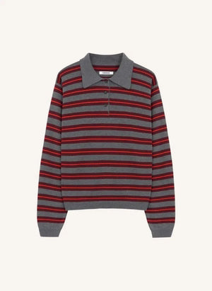 Cordera - Striped organic cotton polo t-shirt | Gray