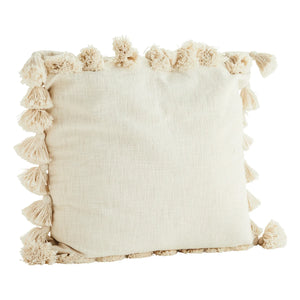 Madam Stoltz - Pompom Cushion Cover | White