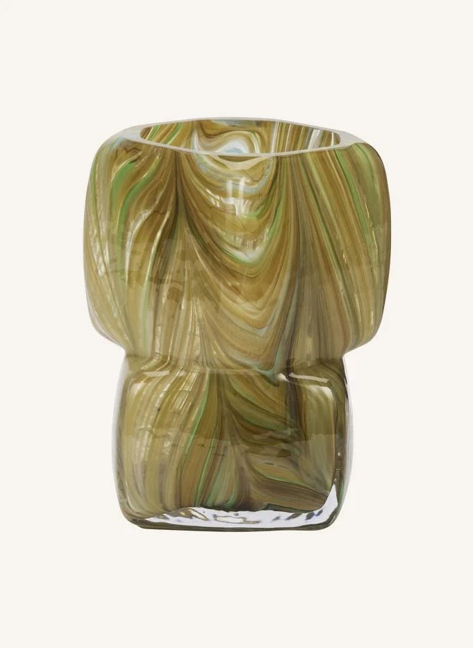 Madam Stoltz - Marble Patterned Glass Vase | Amber