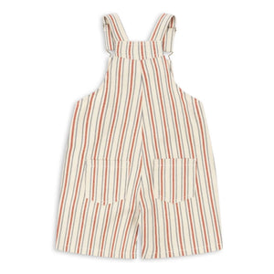 Konges Sløjd - Frankie Striped Organic Cotton Short Dungarees | Beige
