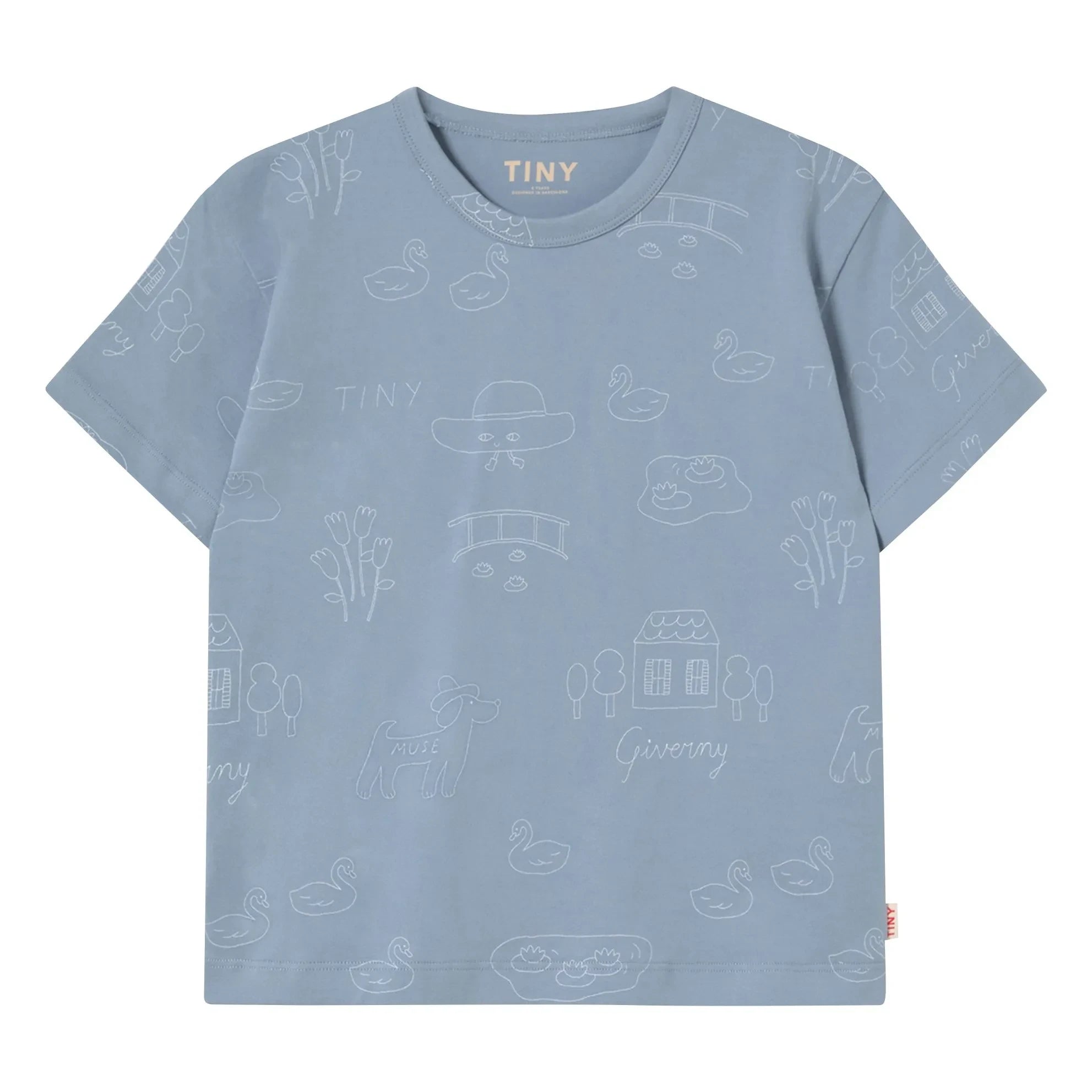 Tinycottons - Tiny Swans Organic Cotton T-shirt | Gray Blue