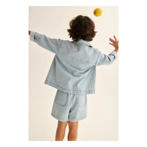 Cozmo - Denim Ridge Striped Overshirt | Light Blue