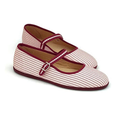 Hermosilla - Striped Aras Ballerina Shoes - Women's Collection | Burgundy