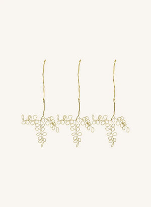 House Doctor - Pearl Leaf Christmas Decoration - Set of 3 | Gold
