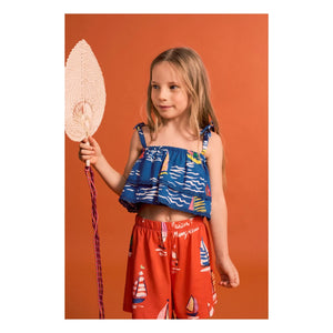 Maison Mangostan - Blue Crop Top Ruffle Sails