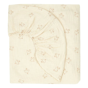 Nobodinoz - Hoshi Birds Elastic Fitted Sheet | Beige