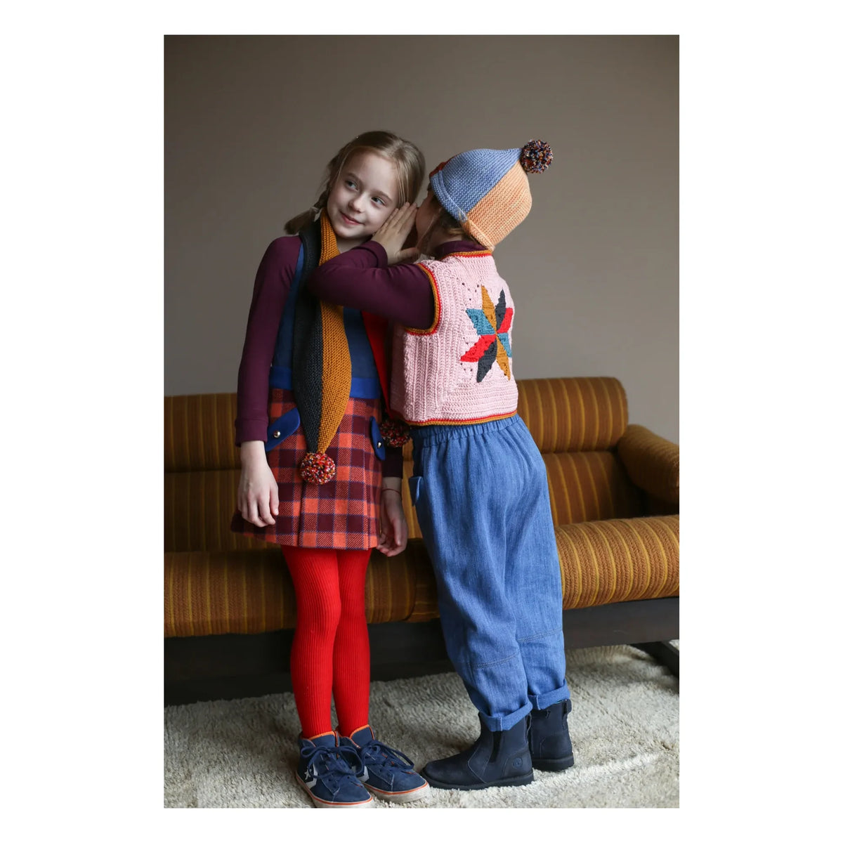 Kalinka - Dianna Wool plaid skirt | Orange