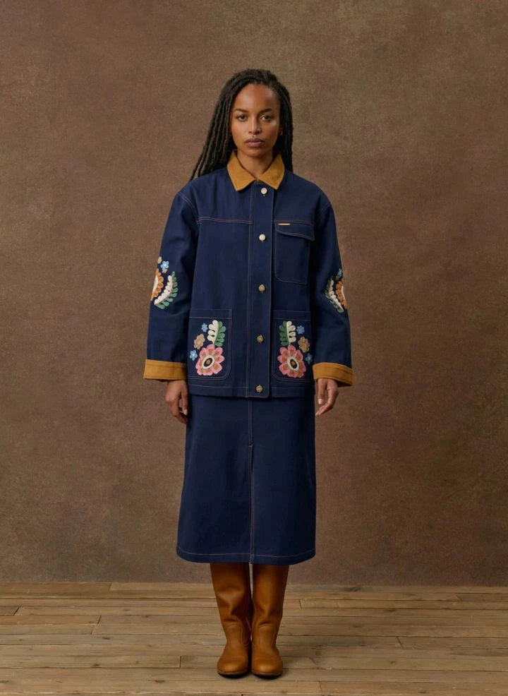 Louise Misha - Amelia Cotton Jacket | Navy