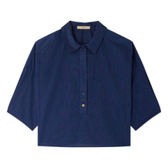 Sessùn - Cotton Striped U Shirt | Navy Blue