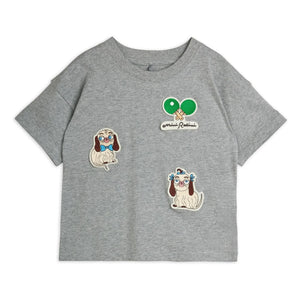 Mini Rodini - Animal Patches Organic Cotton T-Shirt | Heather grey