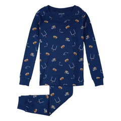Petit Lem - Organic Cotton Football Pajamas | Dark Blue