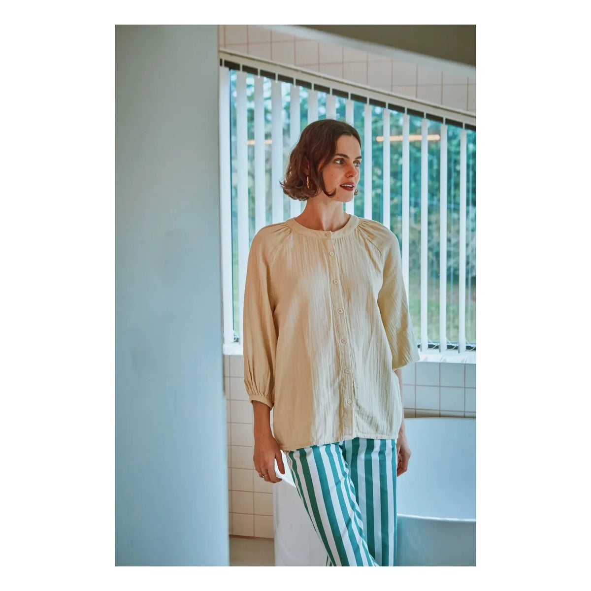 Poudre Organic - Cotton Muslin Evening Blouse | Beige