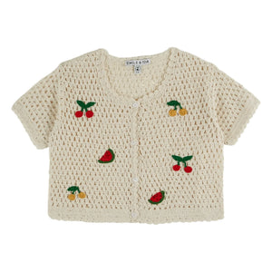 Emile et Ida - Short Sleeve Fruit Crochet Vest | Cream