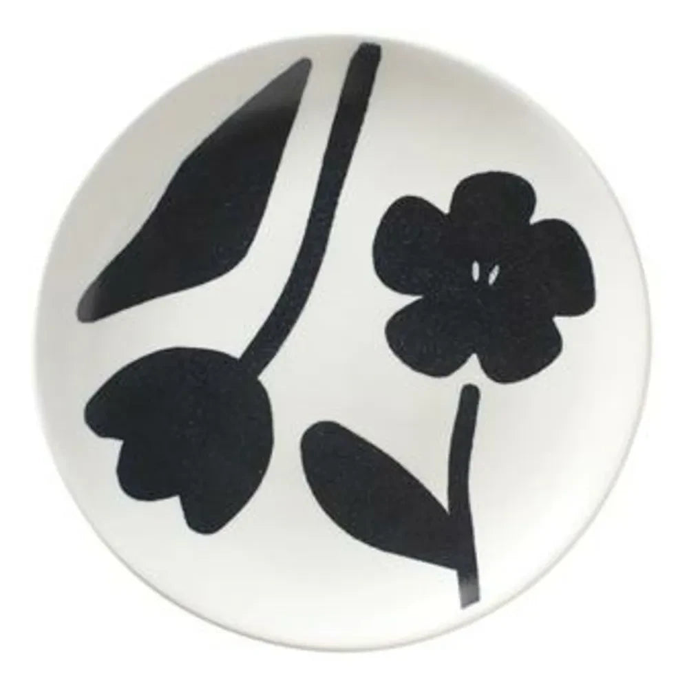Broste Copenhagen - Flora Stone Ceramic Plate | Black