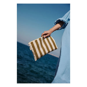 Rose in April - Lili Striped Portfolio Bag | Olive Green