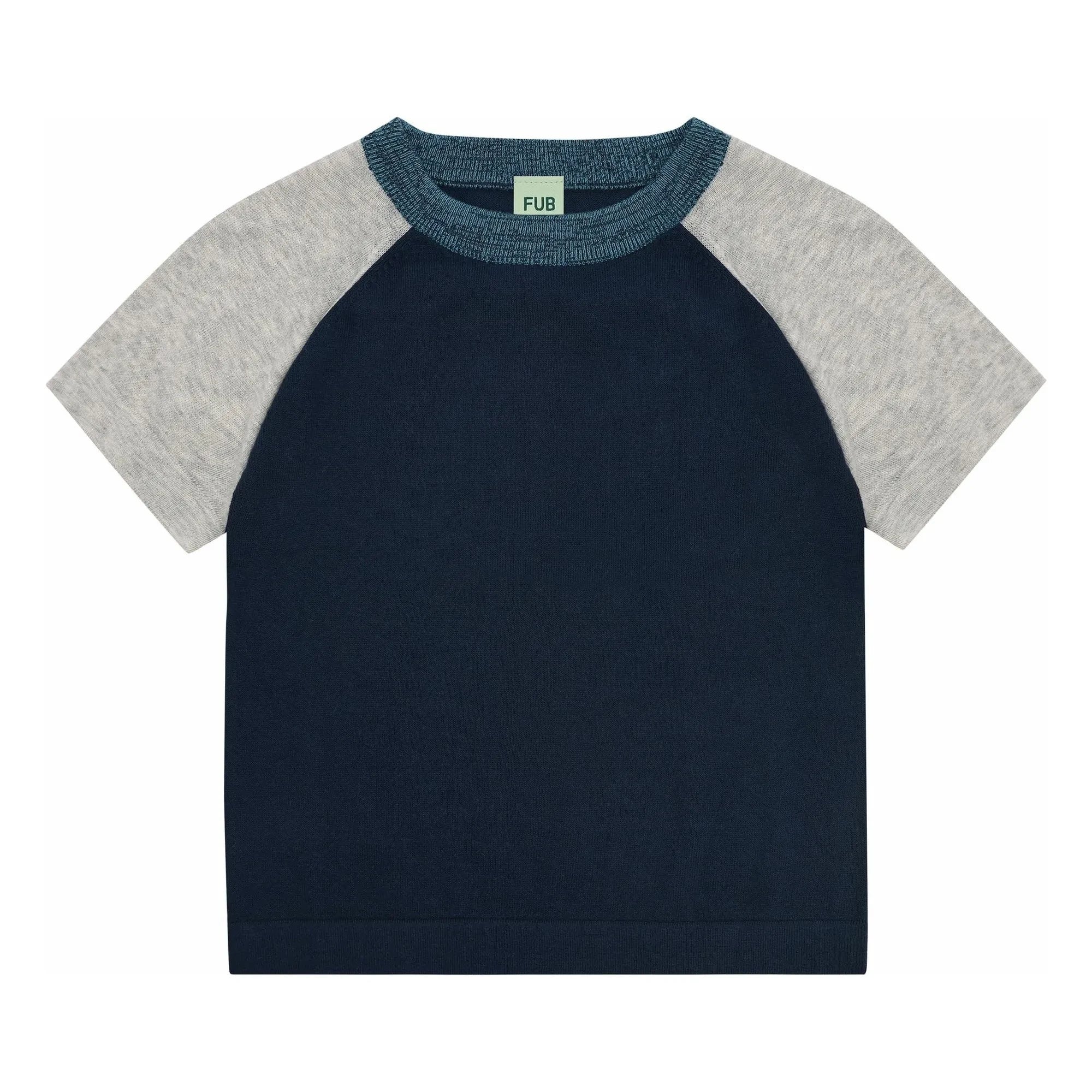 FUB - Color Block T-Shirt Extra Thin Mesh Organic Cotton | Navy Blue