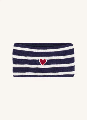Petit Bateau - Çizgili Organik Pamuklu Bebek Boyunluk | Gece mavisi