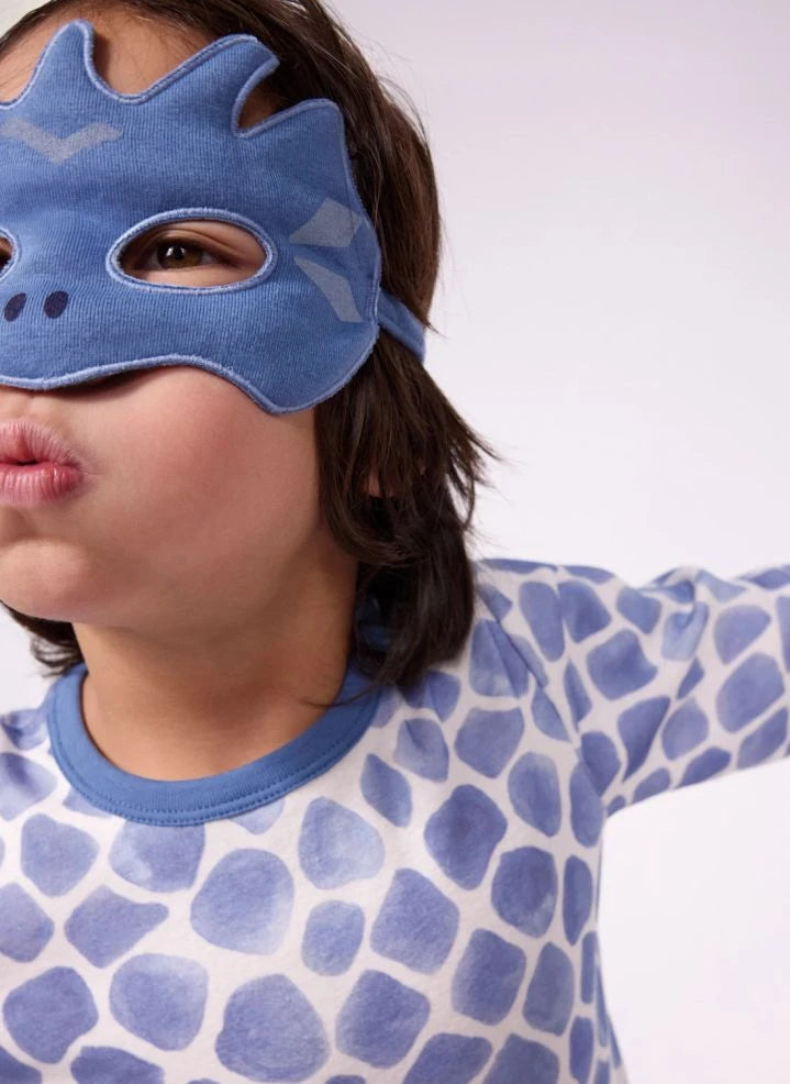 Petit Bateau - Organic Cotton Dragon Pajama and Mask Set | Blue