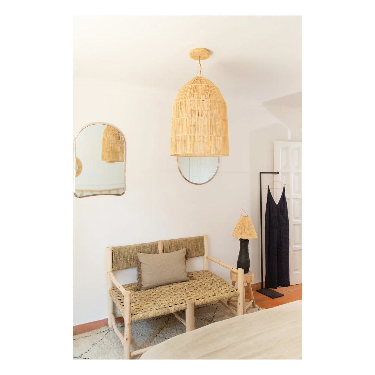 Cosydar - Lighting Fixture and Raffia Ceiling Rose | Black