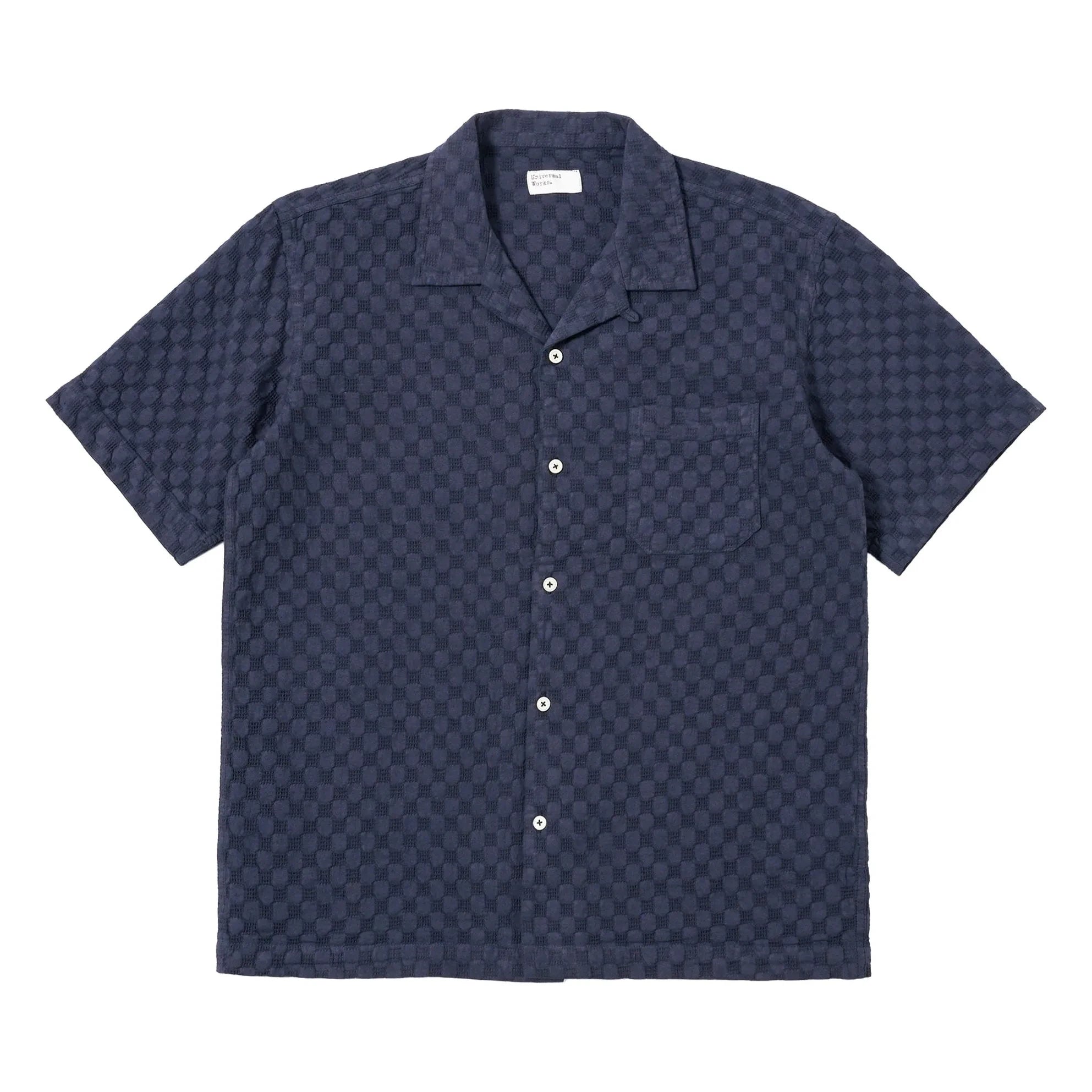 Universal Works - Chemise Road Shirt Dot Waffle | Navy