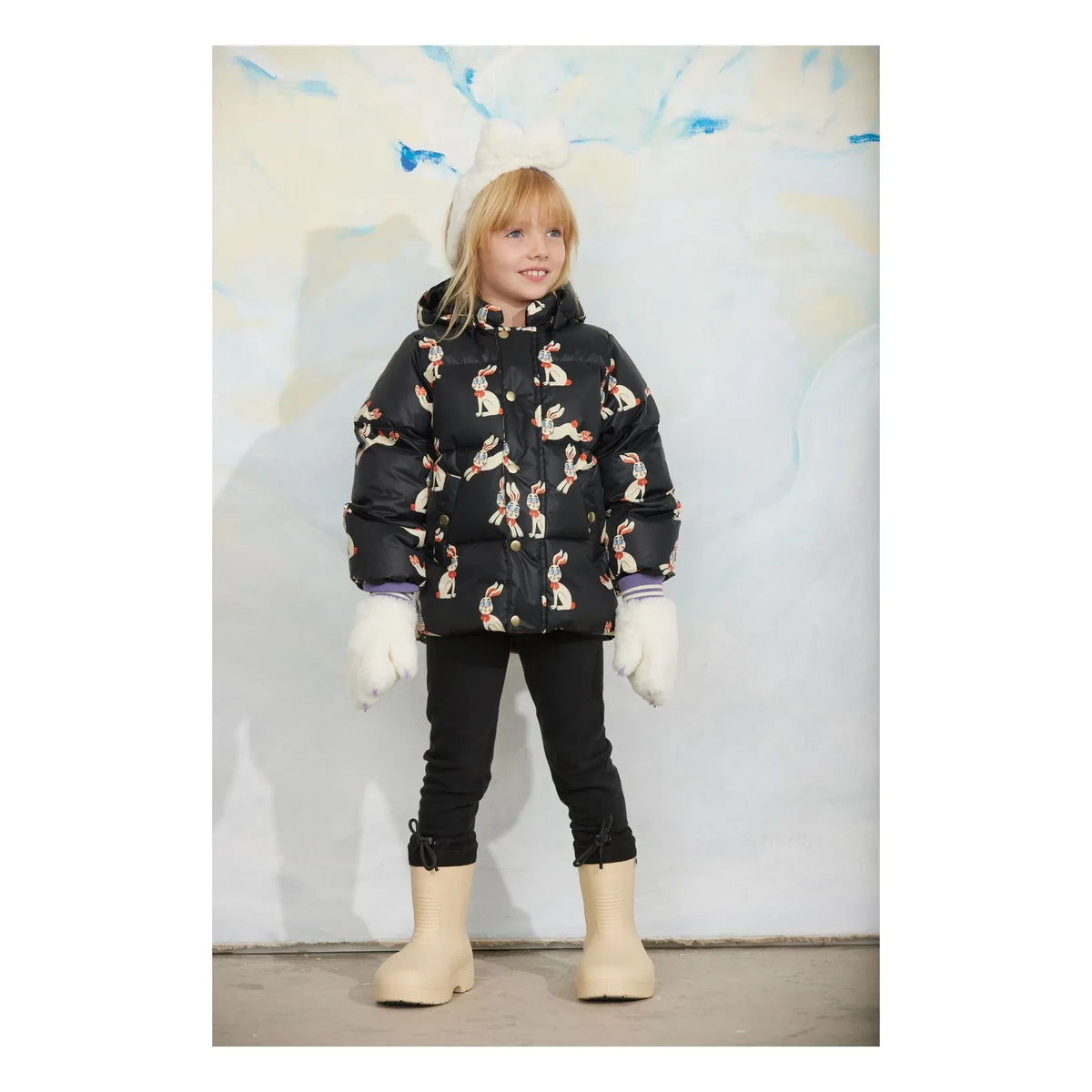 Mini Rodini - Lapins Recycled Fiber-Filled Coat | Black