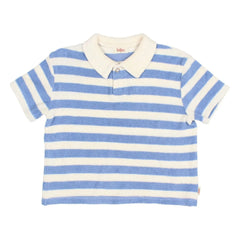 Búho - Striped Organic Cotton Polo T-Shirt | Light Blue