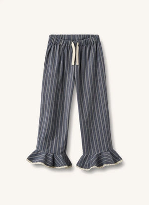 Wheat - Striped organic cotton pajamas | Grey Blue