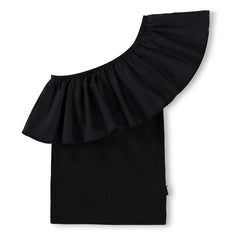 Molo - Rebecca Top Asymmetric Ruffles Organic Cotton | Black