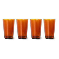 HKliving - 70s Glasses - Set of 4 | Amber